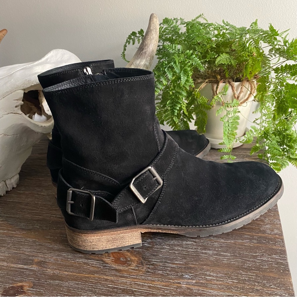 Belstaff Trialmaster Black Suede Moto Engineer Zip Up Boots Italian Mens EU 44 - Picture 8 of 13